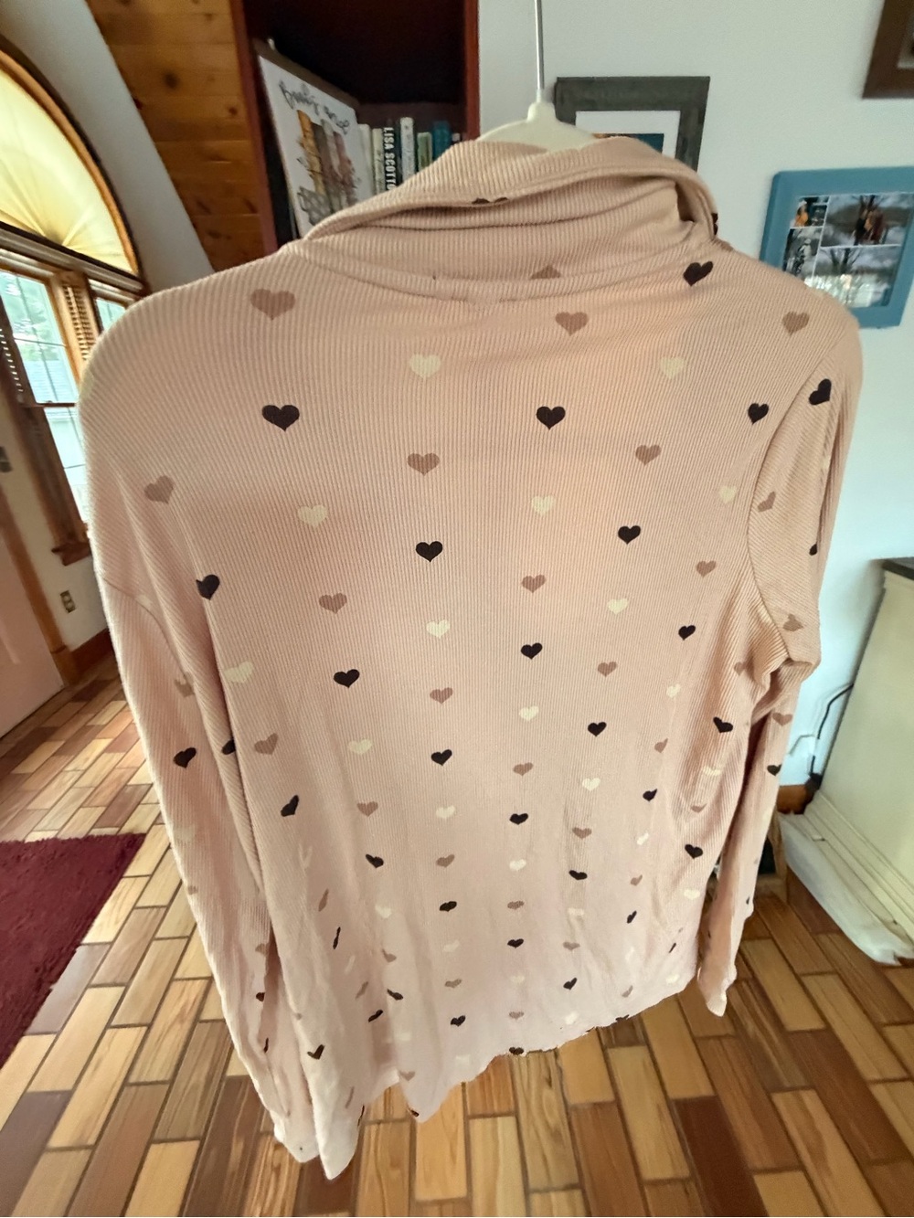 SKIMS Blush Heart-Print Ribbed Button-Front Pajama Top - Picture 3 of 4